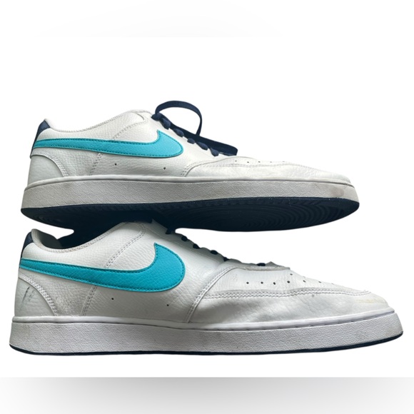 Nike White and Teal Men's Sneakers. Court Vision. Size 13. - Picture 5 of 6